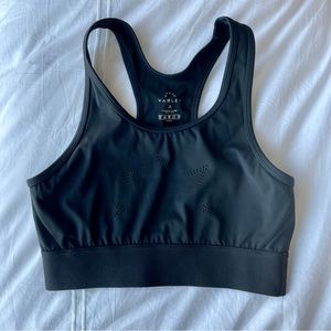 Varley Sports Bra Small Black Perforated with Logo on Front.